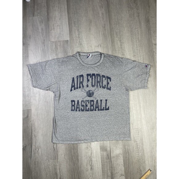 Champion Mens 2XL Air Force Falcons Baseball Shirt Graphic Gray Short Sleeve U - Picture 1 of 9